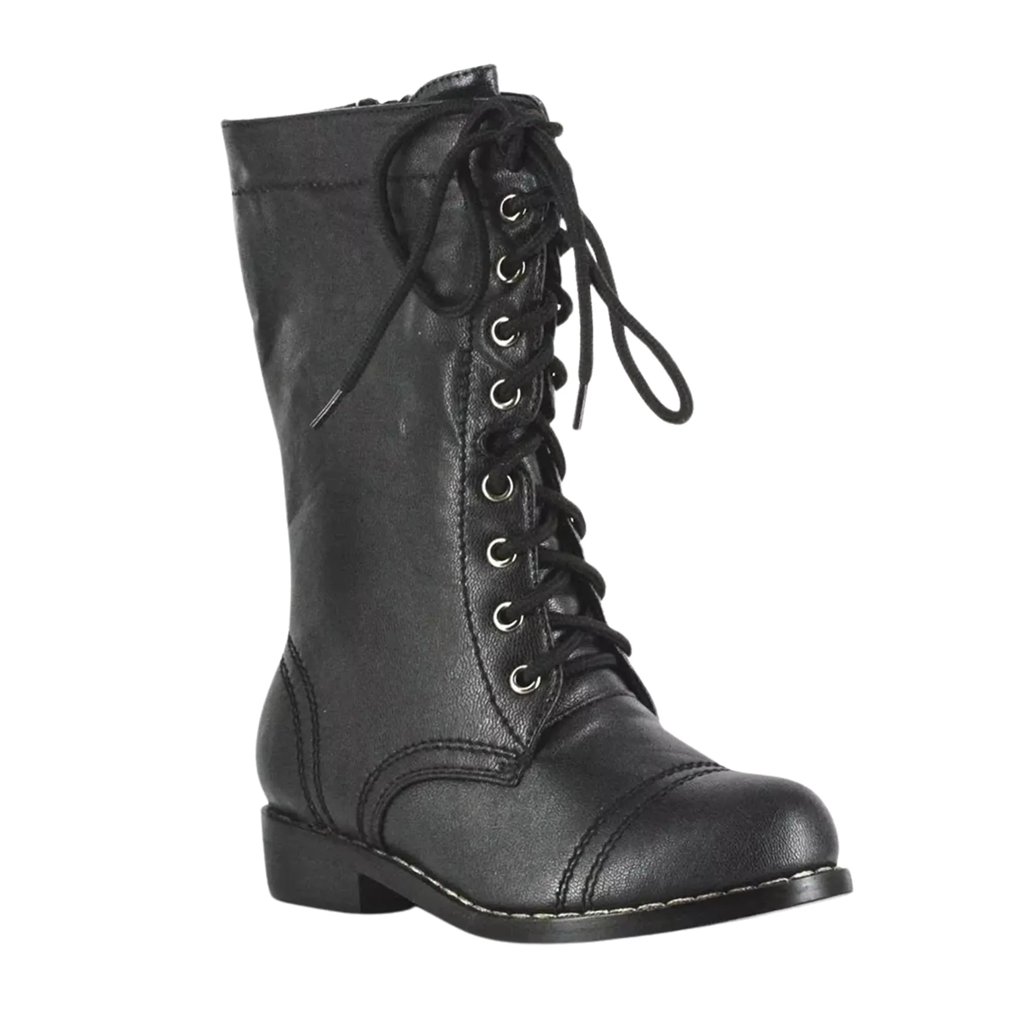 1" Black Combat Boots Child