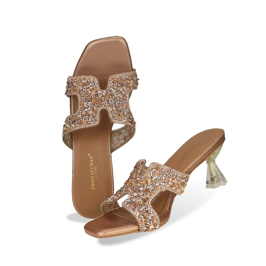 [20% off at cart] Sparkle Jewel H-strap Heeled Sandals