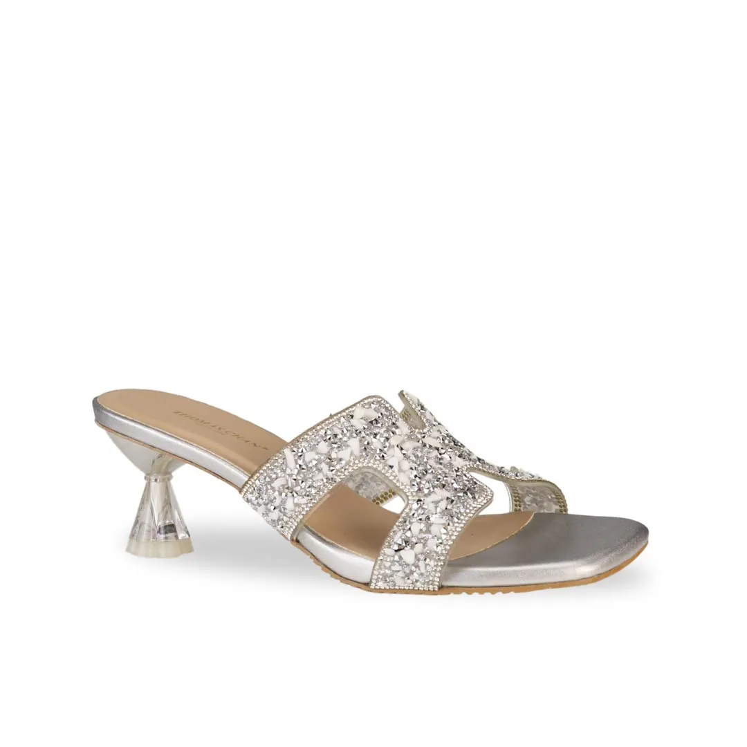 [20% off at cart] Sparkle Jewel H-strap Heeled Sandals