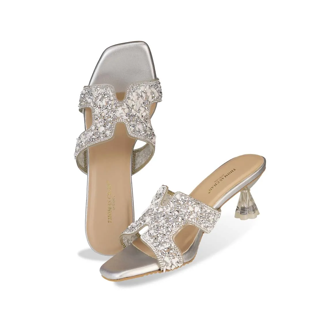 [20% off at cart] Sparkle Jewel H-strap Heeled Sandals