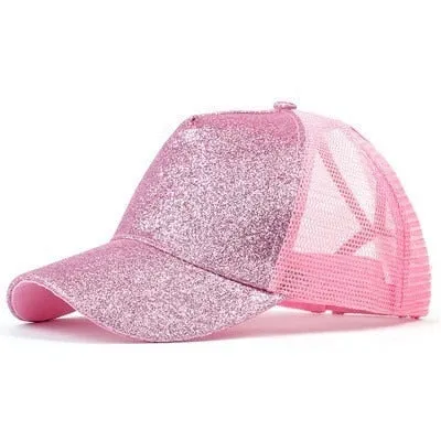 2019 New Glitter Ponytail Baseball Caps Sequins Shining High Quality Fashion Womens Messy Bun Adjustable Snapback Hip Hop Hat