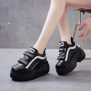 2022 Thick Bottom Chunky Sneakers Women White Black Patchwork High Platform Shoes Woman Casual Autumn Winter Wedges Footwear