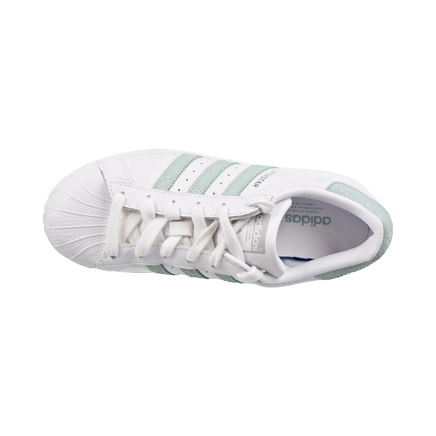 Adidas Superstar Womens Shoes Footwear White/Ash Green/Silver Metallic