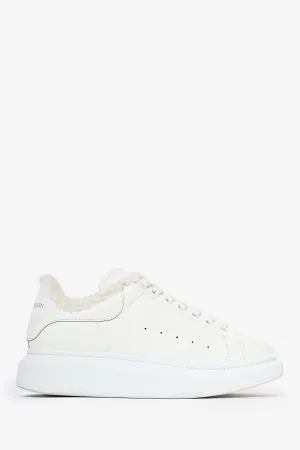 Alexander McQueen White Leather Sherpa Lined Chunky Sneakers Size 41