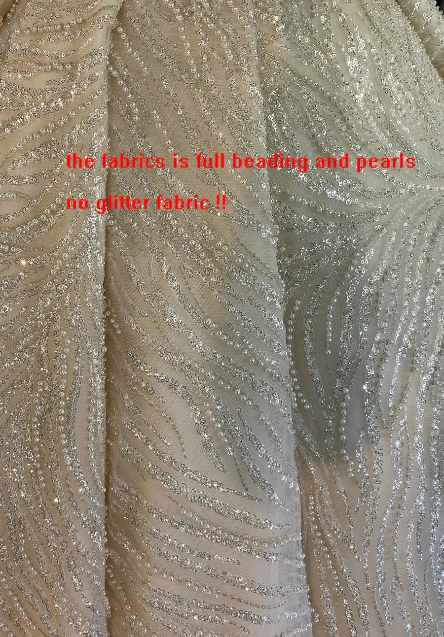 All Pearls Crystal Beaded Affordable Luxury Couture Custom Made Ball Gown Wedding Dress Celebrity Style Wedding Dress