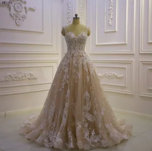 AM1284 A-Line Champagne Luxury Wedding Dress