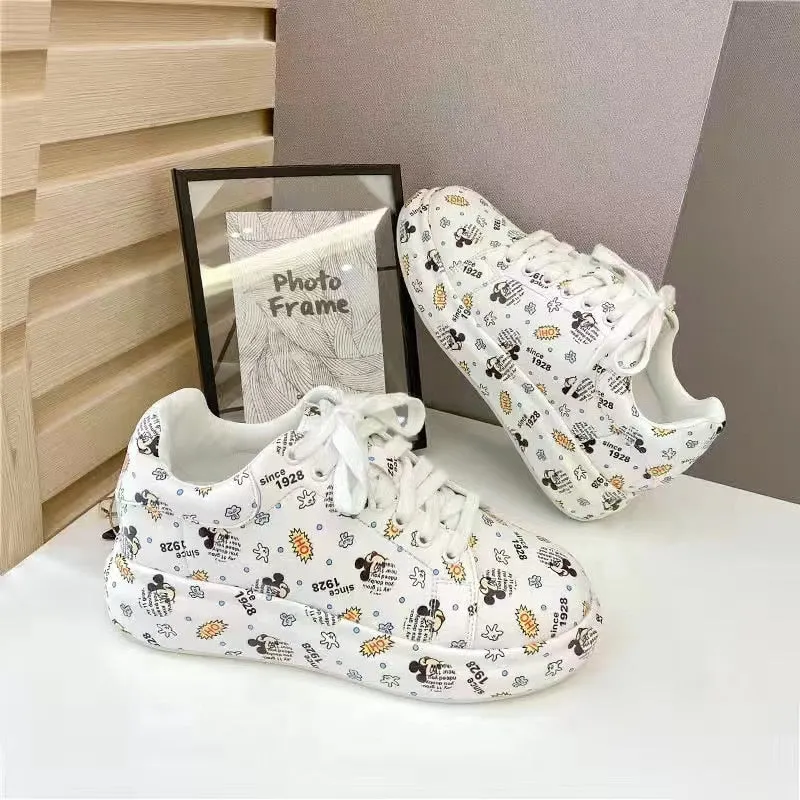 Amozae- 2024 Spring Autumn New Women's Chunky Sneakers Fashion Soft Platform Graffiti Casual Shoes Classic Girls Streetwear Trainers