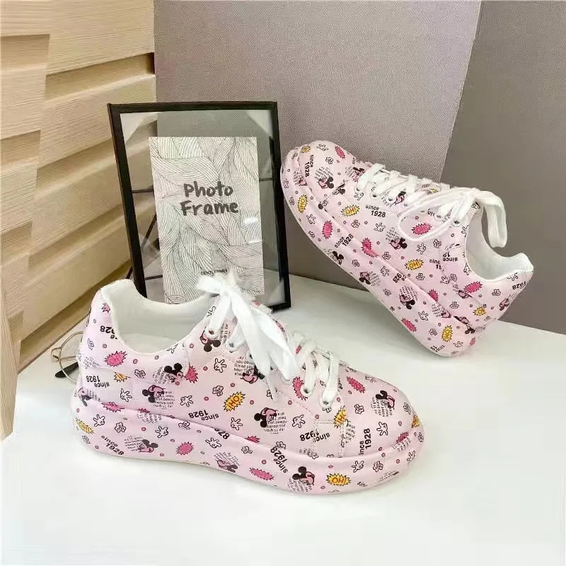 Amozae- 2024 Spring Autumn New Women's Chunky Sneakers Fashion Soft Platform Graffiti Casual Shoes Classic Girls Streetwear Trainers