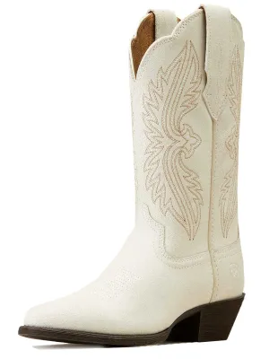 ARIAT Heritage Western R Toe Boots - Womens Cowgirl StretchFit - Distressed Ivory