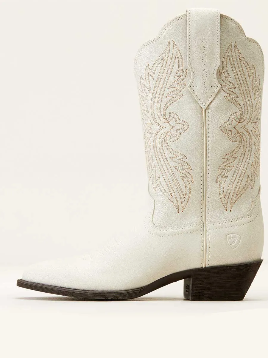 ARIAT Heritage Western R Toe Boots - Womens Cowgirl StretchFit - Distressed Ivory