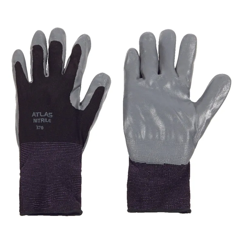 Atlas Unisex Indoor/Outdoor Dipped Gloves Black/Gray L 1 pair