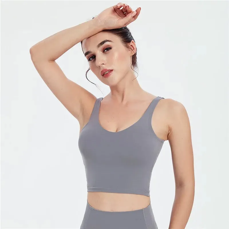 Backless Bralette Wire Free Seamless Crop Top Sports Bra for Women