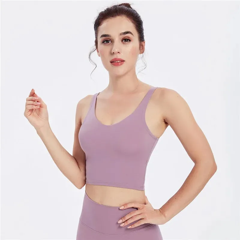 Backless Bralette Wire Free Seamless Crop Top Sports Bra for Women