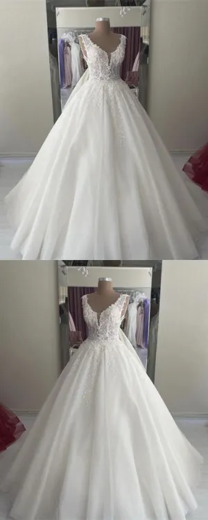 Ball Gown Princess Dresses Wedding lace v neck bridal dress for women prom dress   cg18102