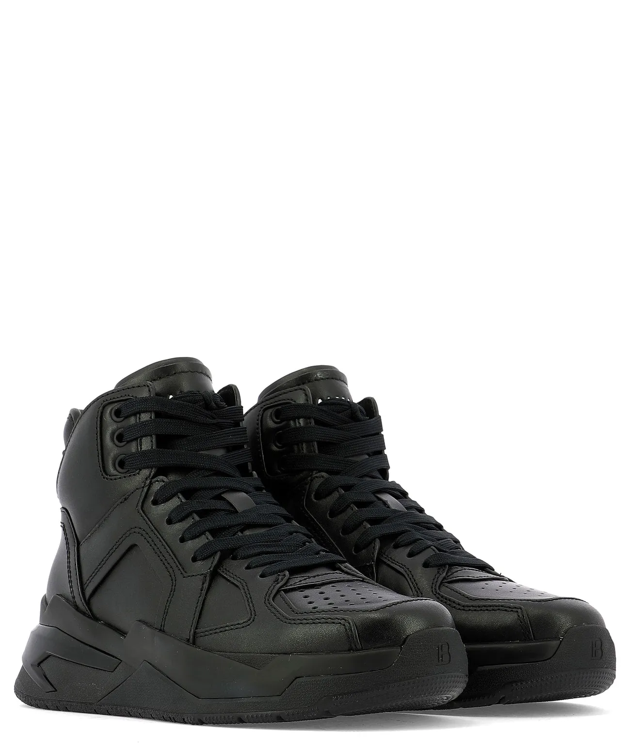 Balmain B Ball Logo Embossed High Top Sneakers