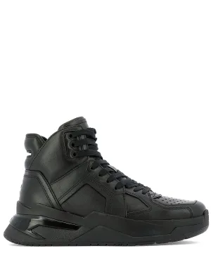 Balmain B Ball Logo Embossed High Top Sneakers