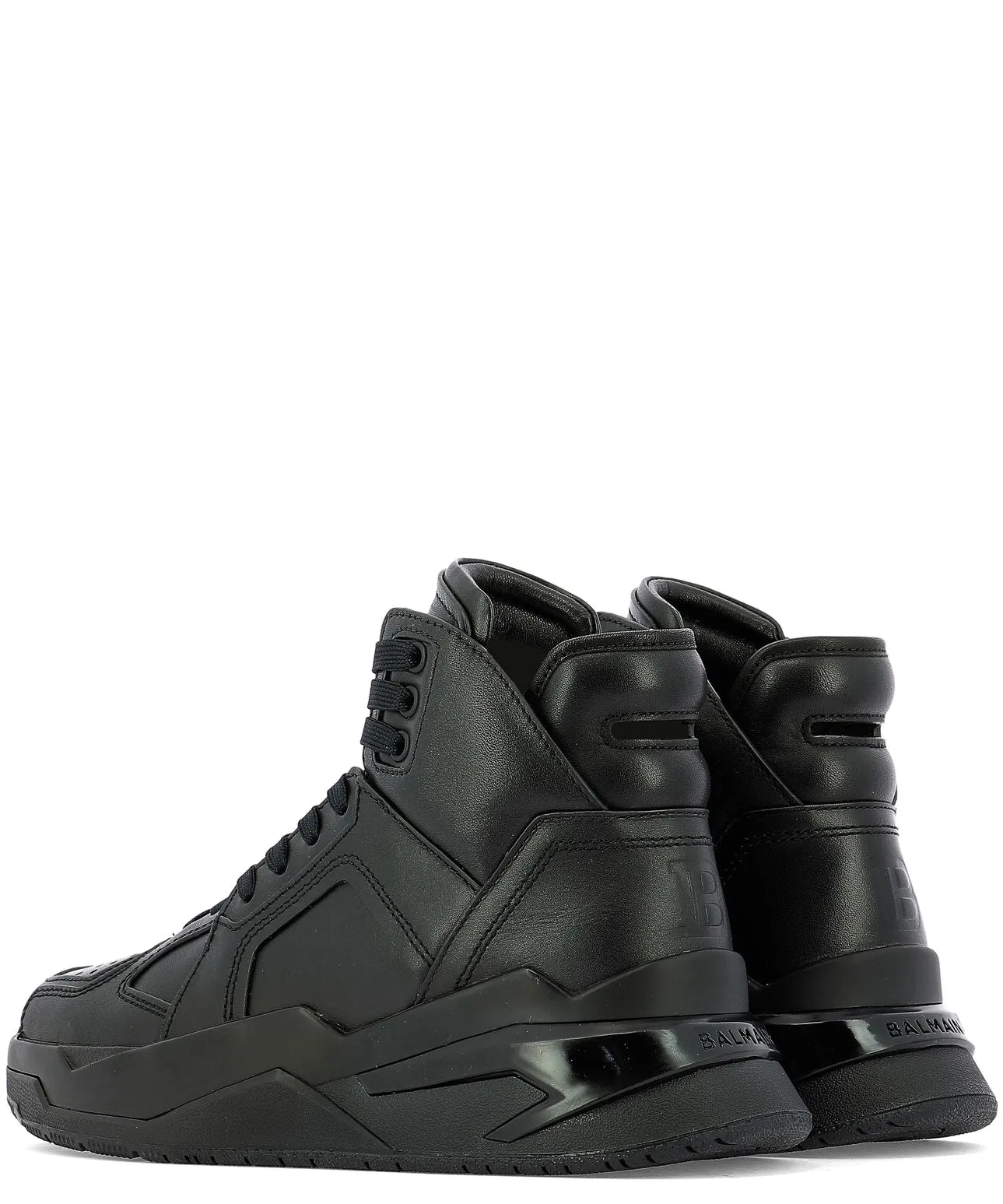 Balmain B Ball Logo Embossed High Top Sneakers