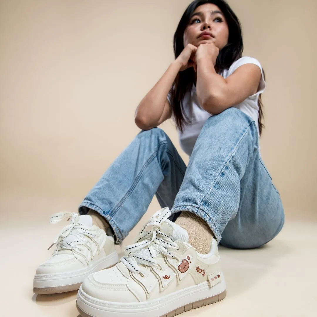 Bear Essentials Casual White Sneakers - Women's