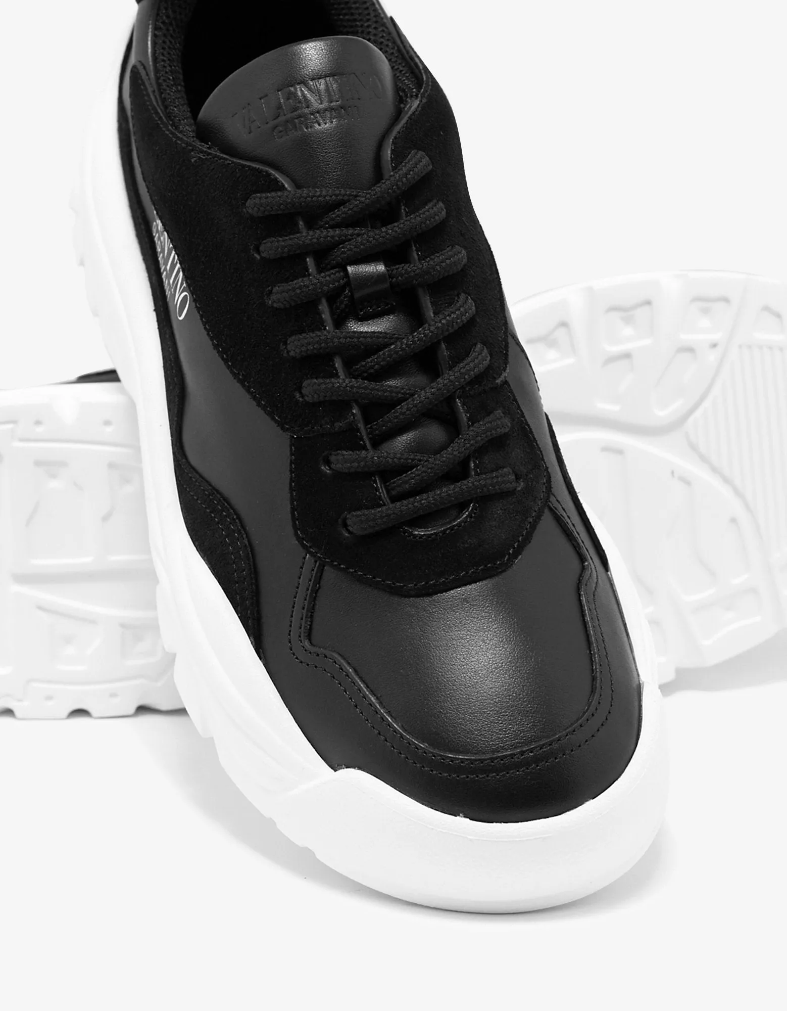 Black Gumboy Calf & Suede Leather Trainers