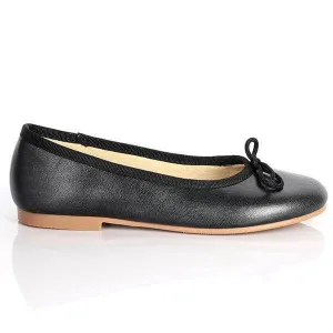 BLACK METALLIC GIRLS BALLERINA SHOE