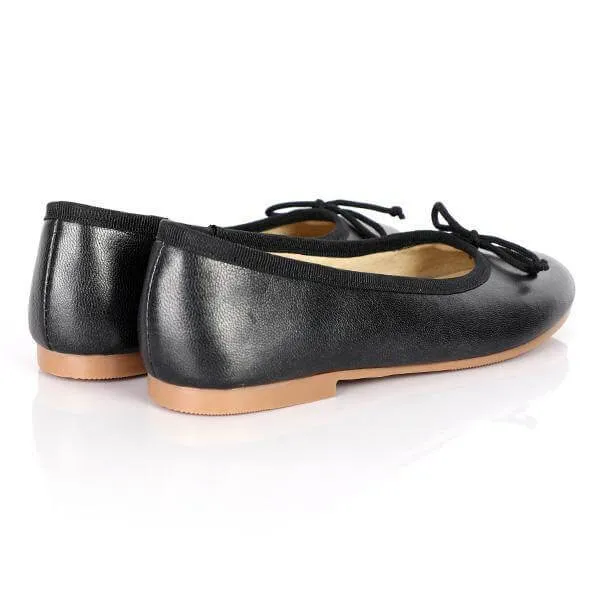 BLACK METALLIC GIRLS BALLERINA SHOE