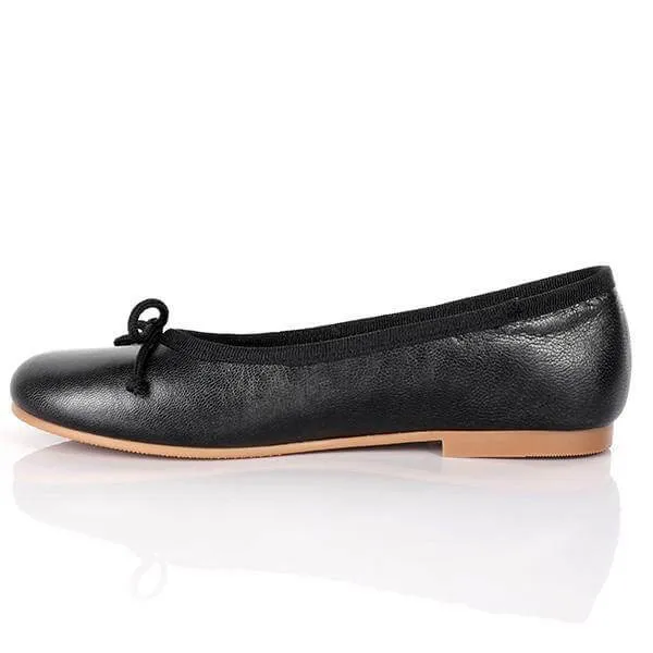 BLACK METALLIC GIRLS BALLERINA SHOE