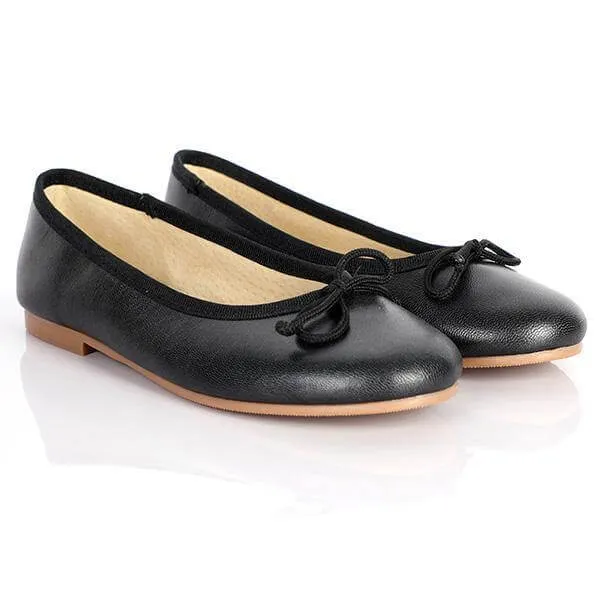 BLACK METALLIC GIRLS BALLERINA SHOE