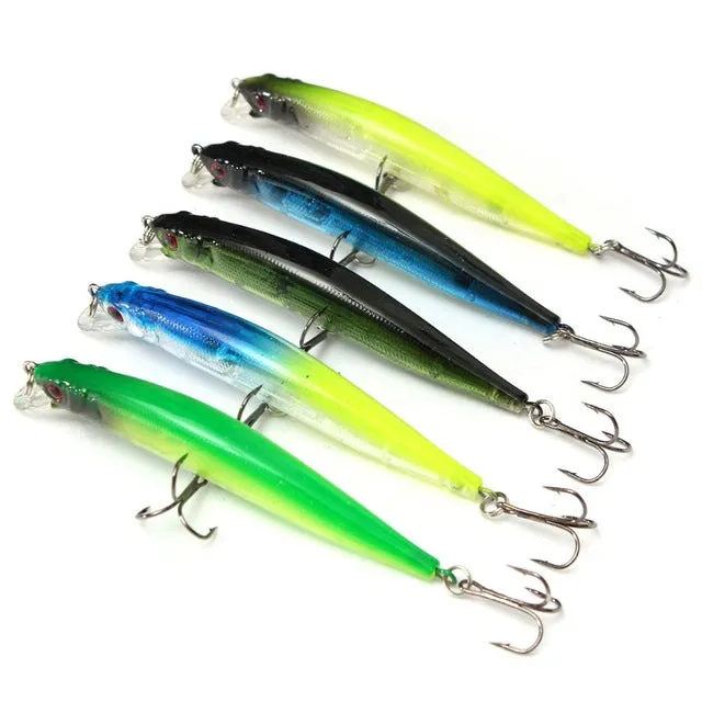 Bobing 5pcs/lot 9cm Fishing Lures Crankbaits 2x4Hooks Minnow Hard Baits Fishing Hooks Carp Fishing Tackle Box Accessory Tool