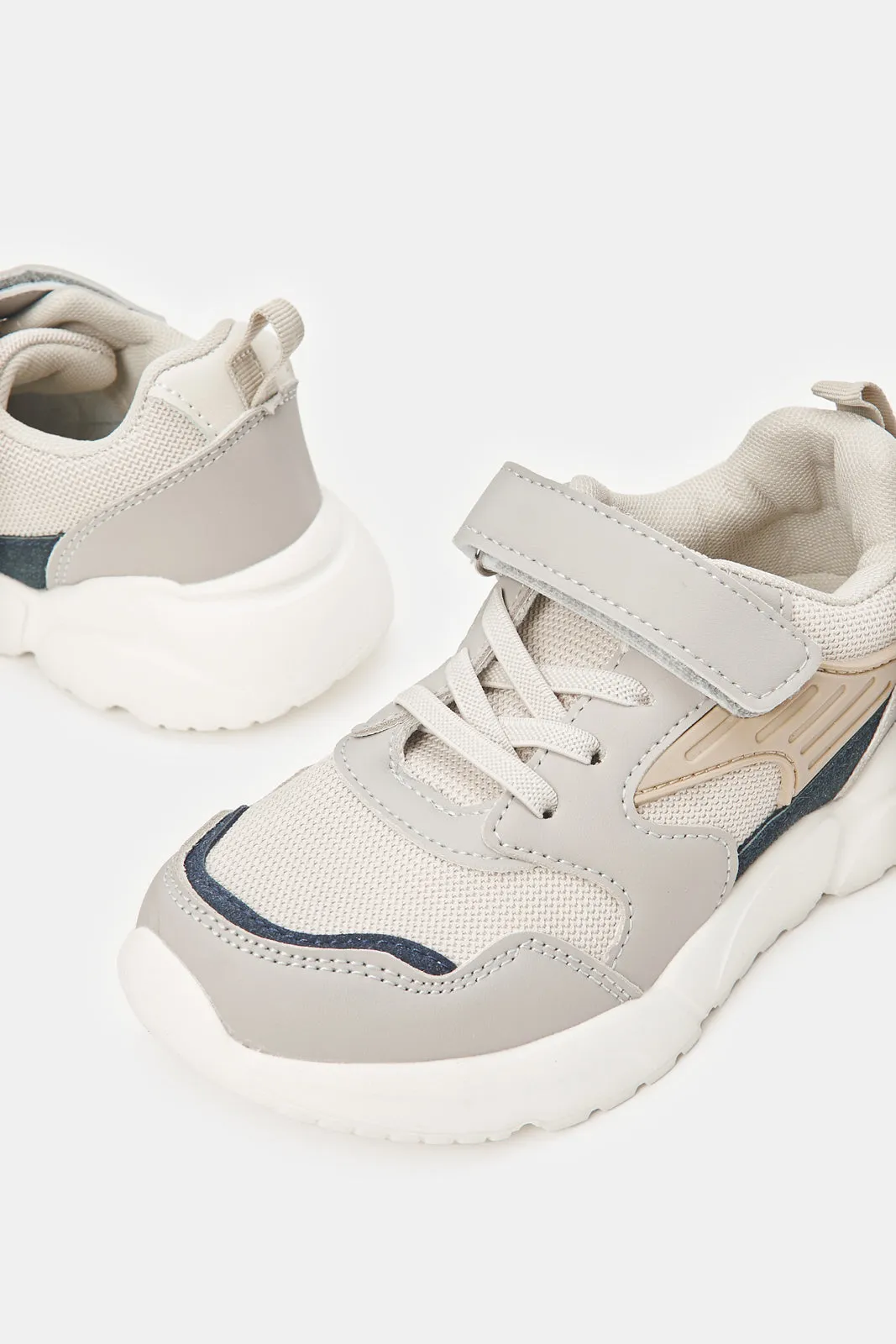 Boys Beige Color Block Chunky Sneakers