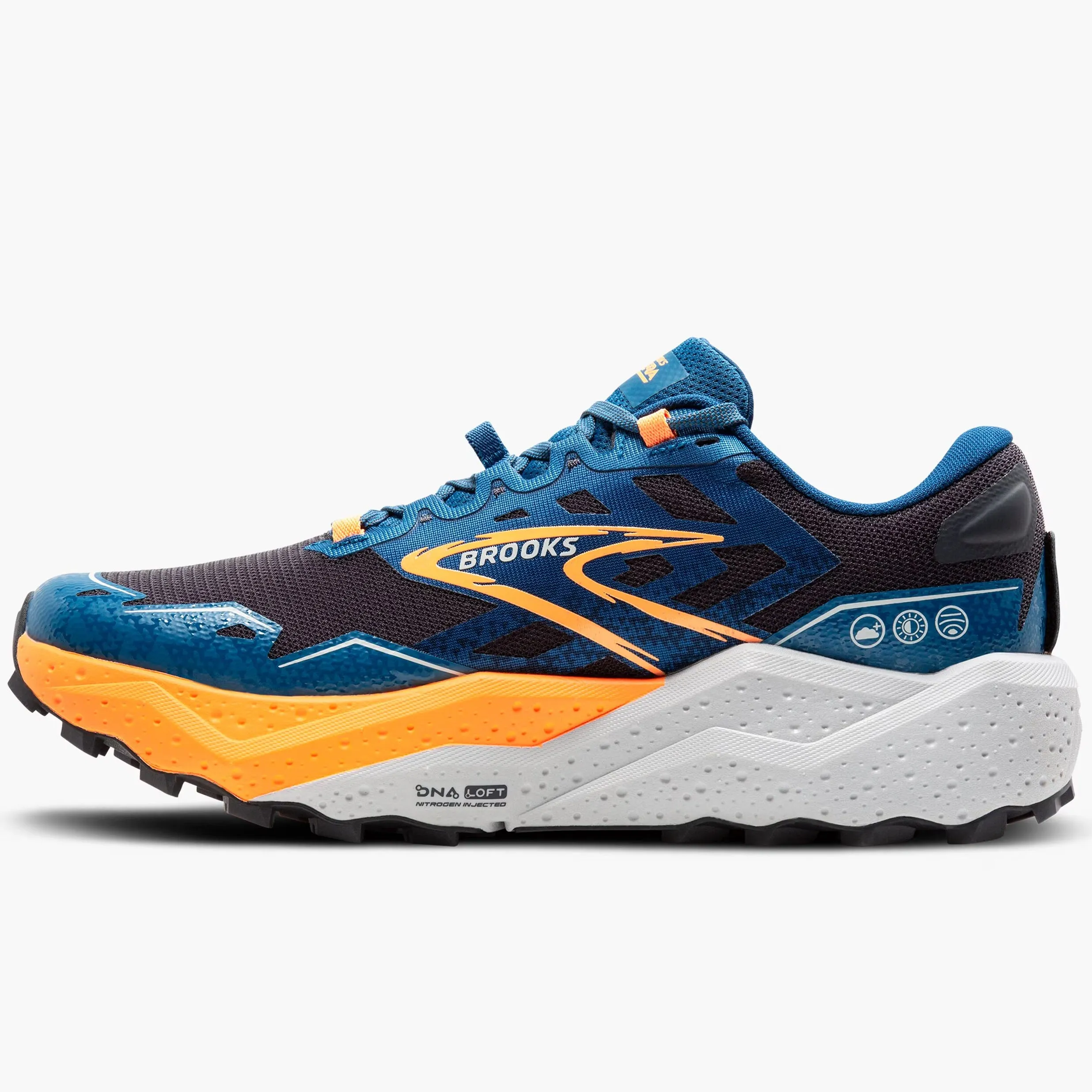 Brooks Men's Caldera 7 Trail Running Shoes Ebony / Blue Sapphire / Orange