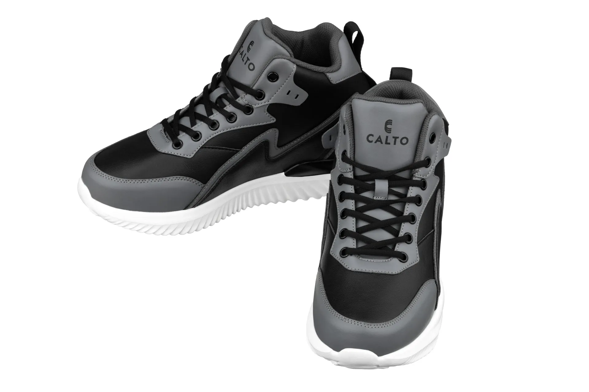 CALTO - S3061 - 4 Inches Taller (Black/Grey) - Lightweight Sneakers