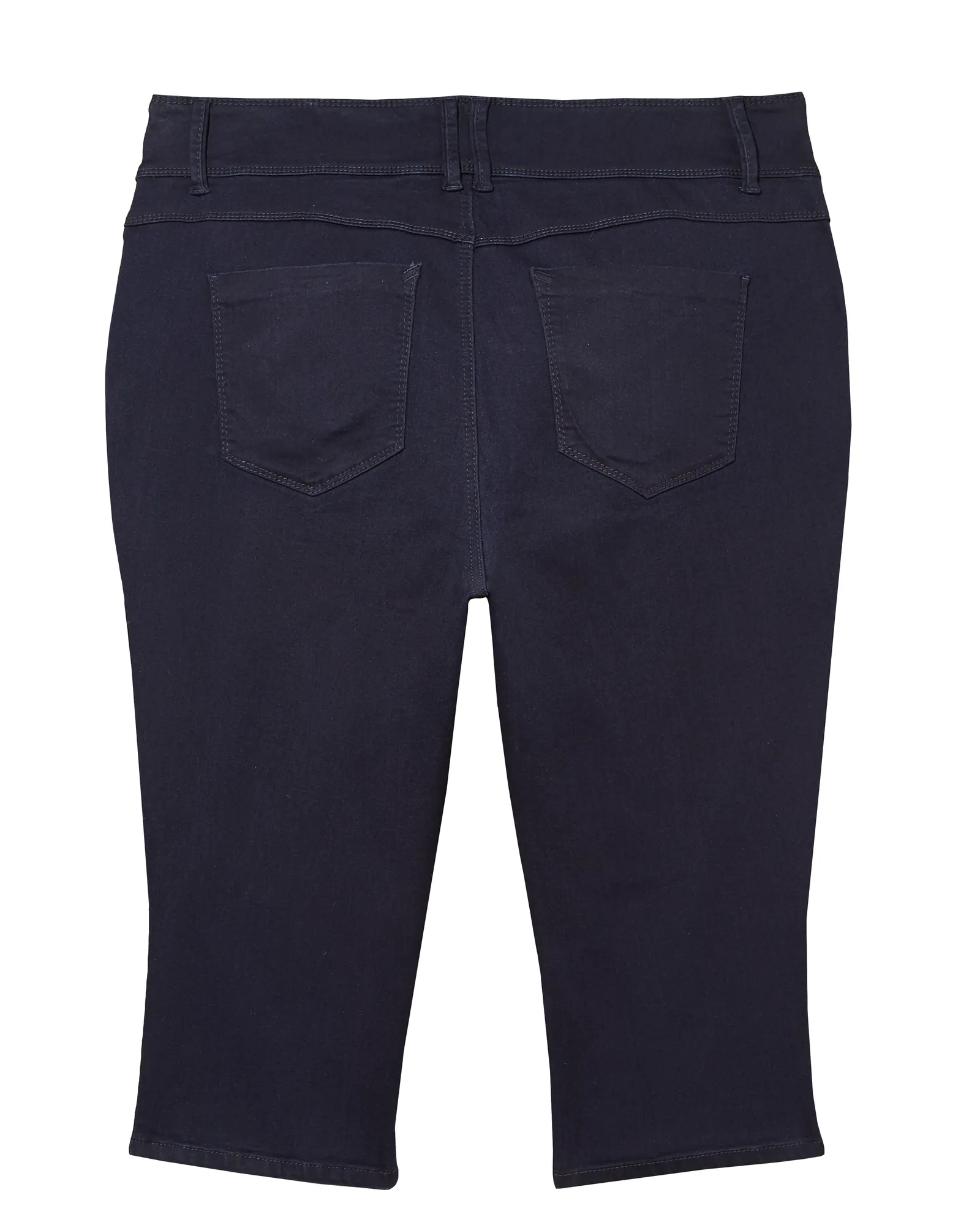 Cary Double Button Contour Capri | Dark Wash