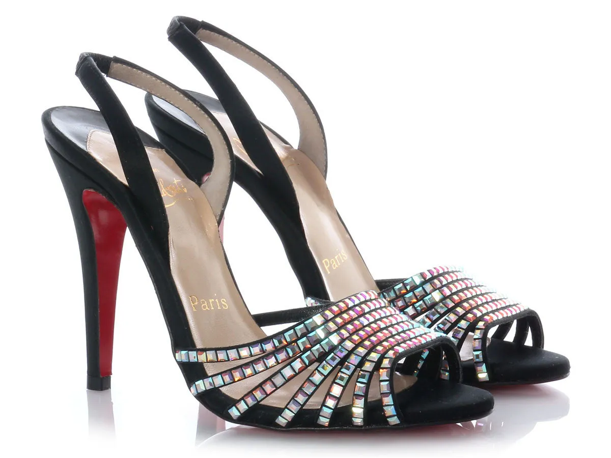 Christian Louboutin Mirrored Rhinestone Sling Backs