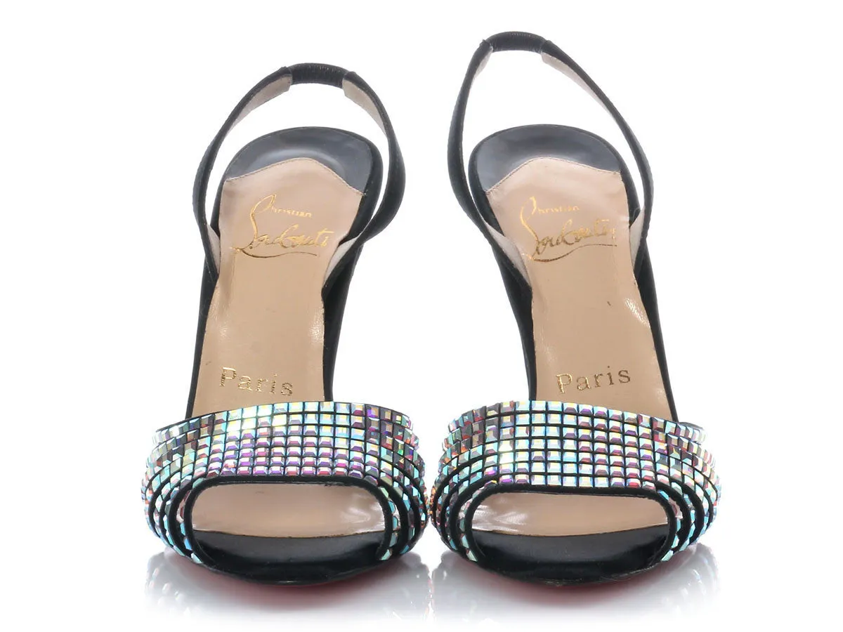 Christian Louboutin Mirrored Rhinestone Sling Backs