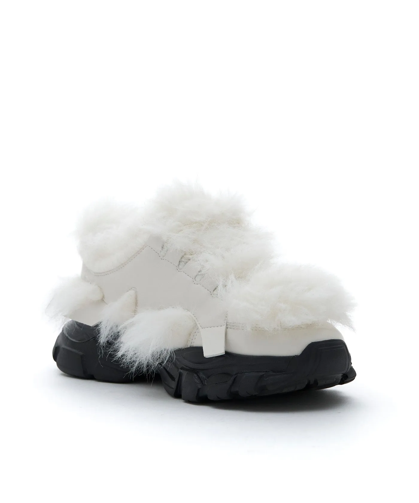 Chunky Fur Sneakers - White