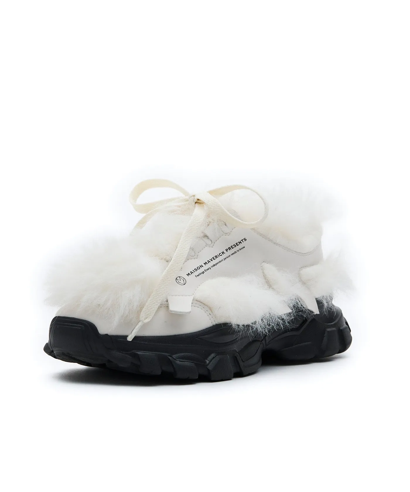 Chunky Fur Sneakers - White