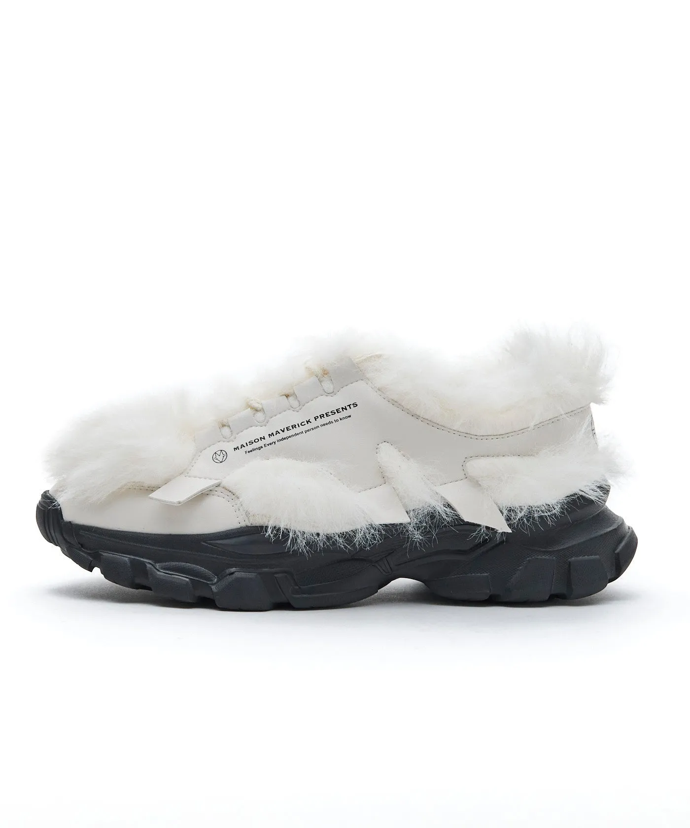 Chunky Fur Sneakers - White