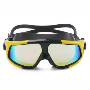 Colorful Large Frame Electroplating Anti-fog Silicone Swimming Goggles for Adults (Yellow   Black)