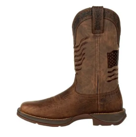 DURANGO MENS BROWN DISTRESSED FLAG EMBROIDERY WESTERN BOOT STYLE DDB0314