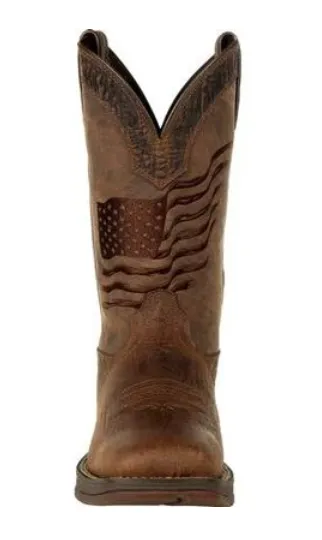 DURANGO MENS BROWN DISTRESSED FLAG EMBROIDERY WESTERN BOOT STYLE DDB0314