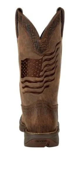 DURANGO MENS BROWN DISTRESSED FLAG EMBROIDERY WESTERN BOOT STYLE DDB0314