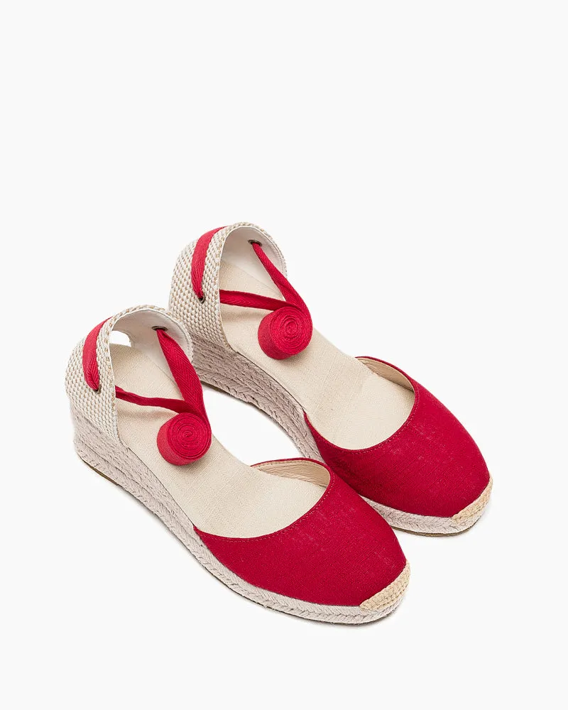 Espadrille Wedge Platform Lace Up Slingback Sandals