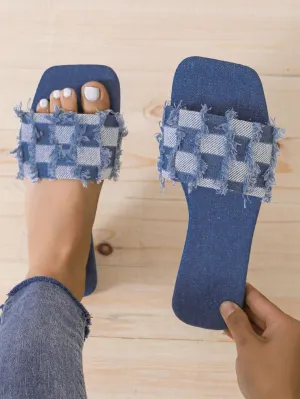 FASHION DENIM FLAT SANDALS