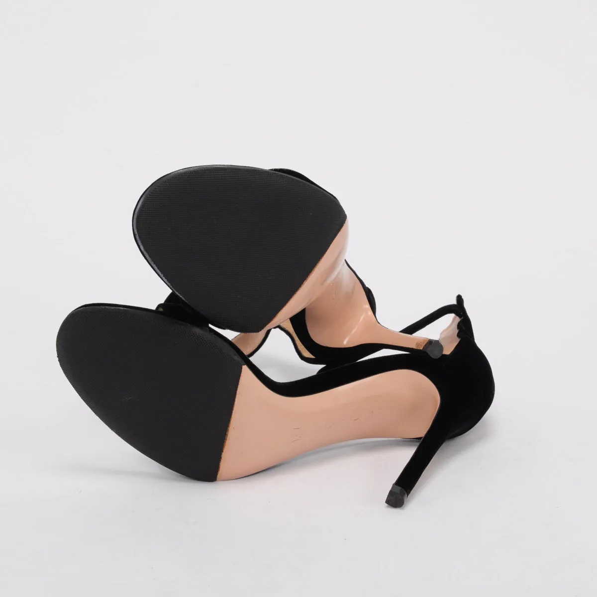 Gianvito Rossi Black Velvet Portofino 105 Sandals 39