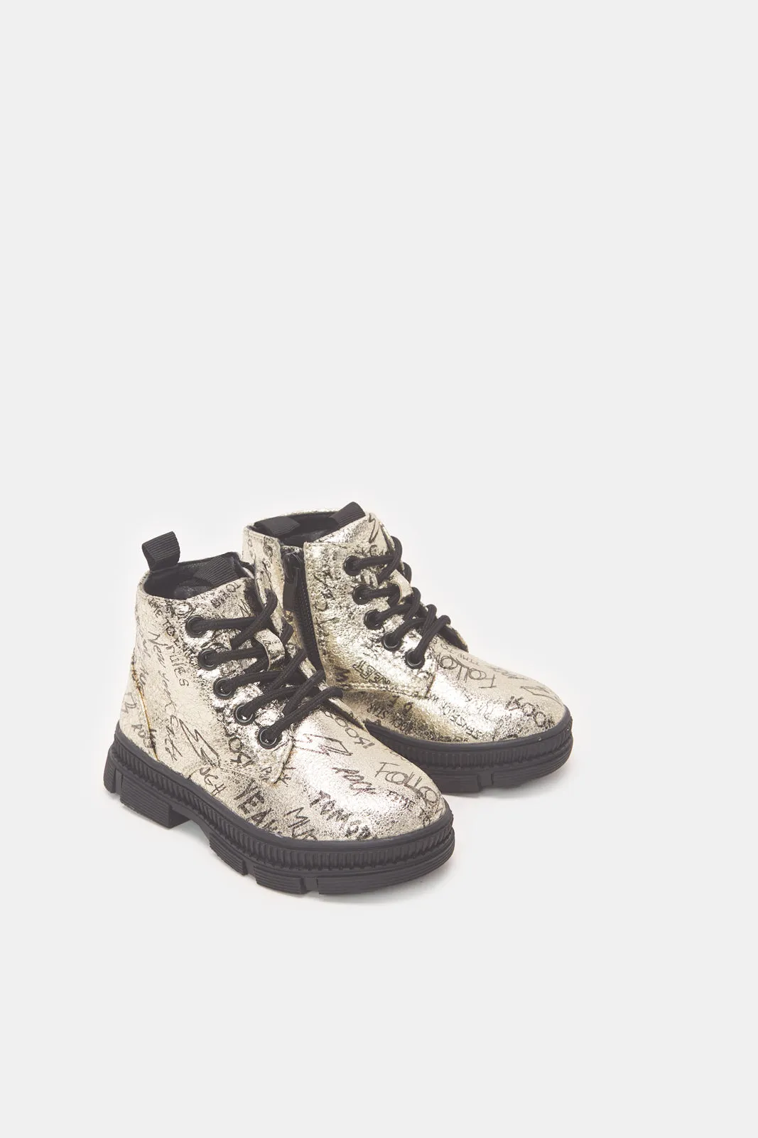 Girls Gold Printed High Top