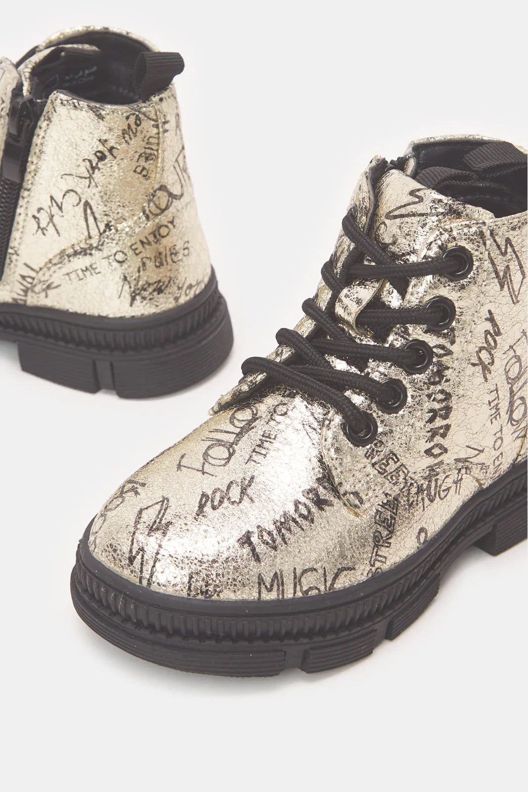 Girls Gold Printed High Top