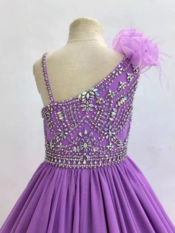 Glitz Ab Beaded Bodice Floor-Long Teen's Purple Long Formal Gown