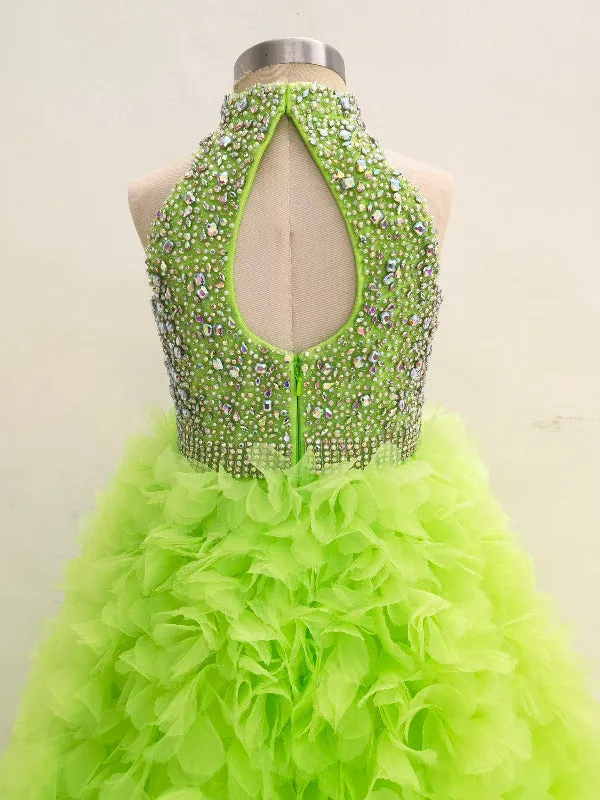 Glitzy Beaded Bodice Exquisite Applique Pageant Couture