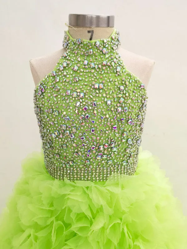 Glitzy Beaded Bodice Exquisite Applique Pageant Couture