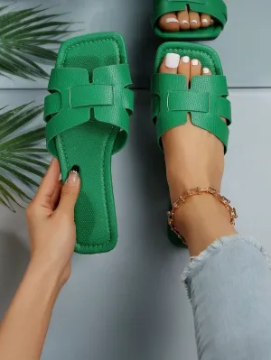 GREEN  SNAKE SKIN  OPEN  TOE  SANDALS